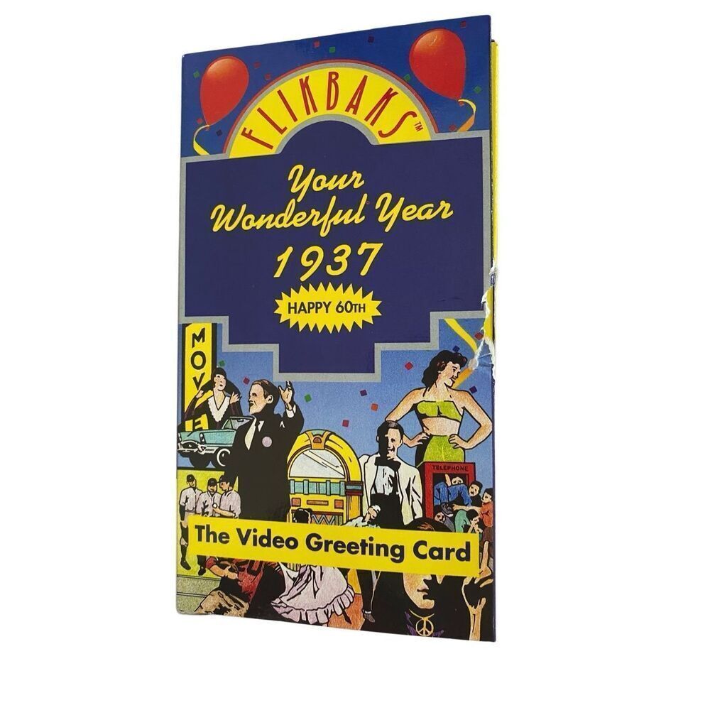 Flikbaks VHS 1937 Your Wonderful Year Happy 60th Birthday Video Greeting Card